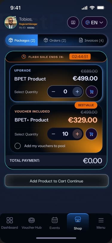 BestPrime shop screen with product cards