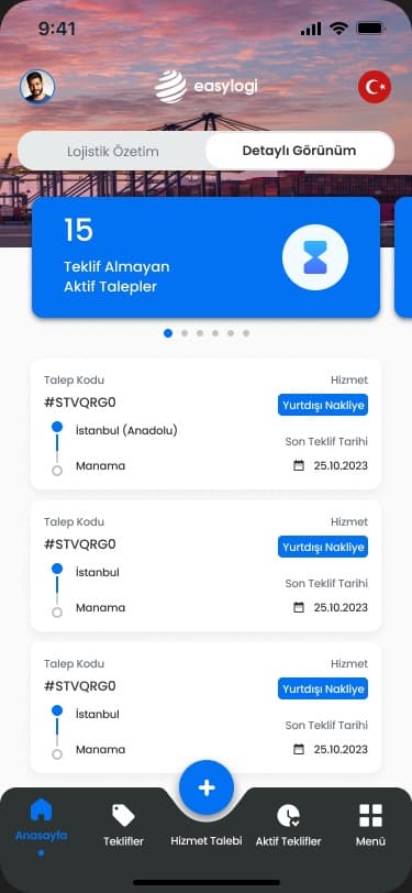 EasyLogi dashboard with request-state sliders