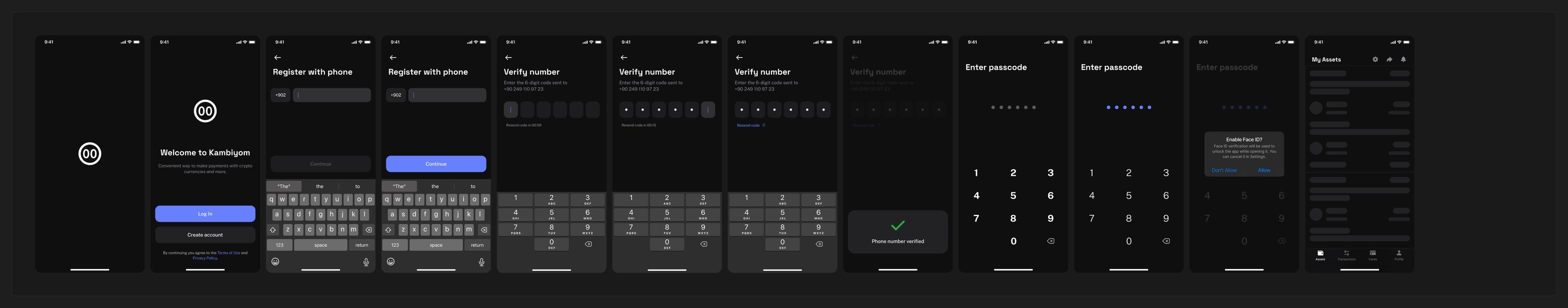 Kambiyom login flow board with every state