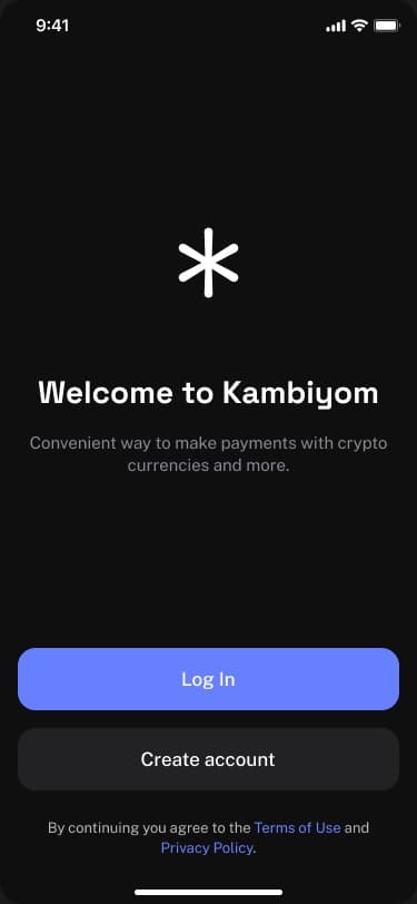 Kambiyom login or register screen