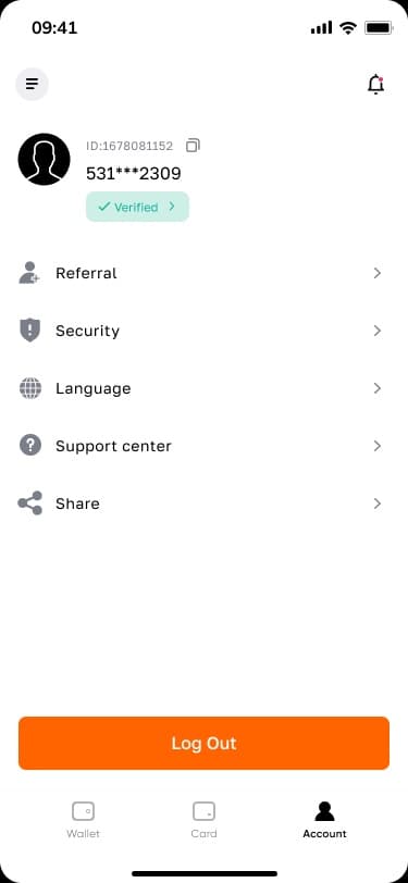Senturo Pay account page