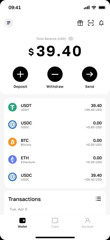 Senturo Pay wallet screen