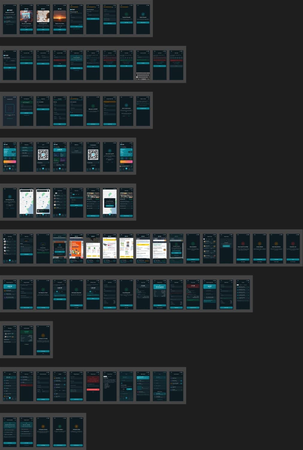 Mosaic of customer screens in dark theme