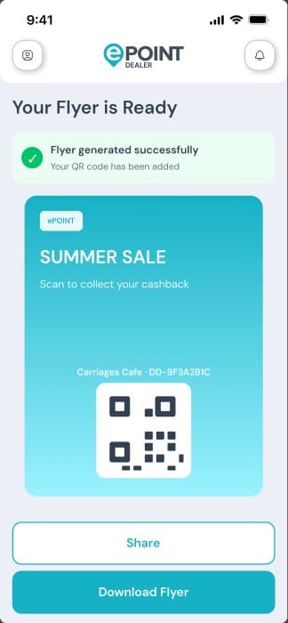 Generated flyer ready to share