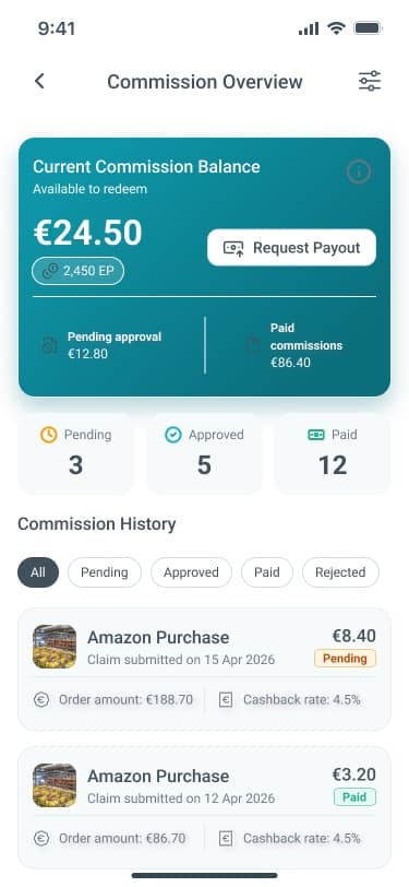 ePOINT commission overview screen